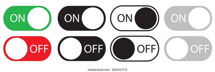 On and Off switch icon set. Toggle switch icon. On and Off toggle switch buttons