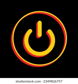 On Off switch sign. 3D Extruded Yellow Icon with Red Sides a Black background. Illustration.