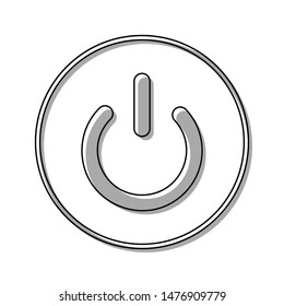On Off switch sign. Black line icon with gray shifted flat filled icon on white background. Illustration.