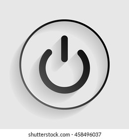 On Off switch sign. Black paper with shadow on gray background.