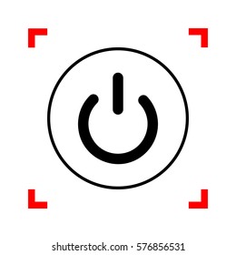 On Off switch sign. Black icon in focus corners on white background. Isolated.
