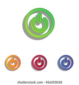 On Off switch sign. Colorfull applique icons set.