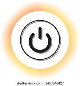 On Off switch sign. Dark icon with shadow on the glowing circle button. Illustration.