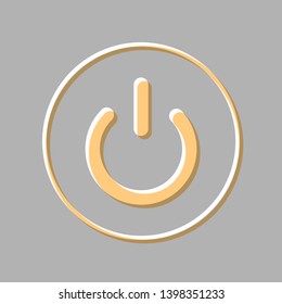 On Off switch sign. Emboss effect with light orange icon on gray background.