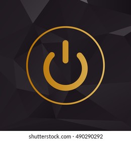 On Off switch sign. Golden style on background with polygons.