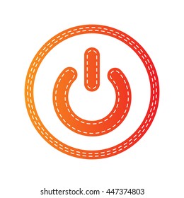 On Off switch sign. Orange applique isolated.