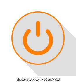 On Off switch sign. Orange icon with flat style shadow path.