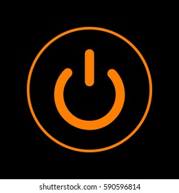 On Off switch sign. Orange icon on black background.