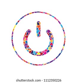 On Off switch sign. Vector. Stained glass icon on white background. Colorful polygons. Isolated.