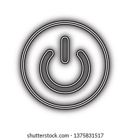 On Off switch sign. Vector. Double contour black icon with soft shadow at white background. Isolated.