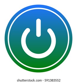 On Off switch sign. Vector. White icon in bluish circle on white background. Isolated.