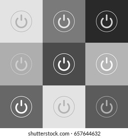 On Off switch sign. Vector. Grayscale version of Popart-style icon.