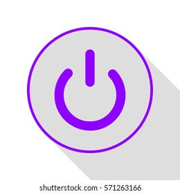 On Off switch sign. Violet icon with flat style shadow path.