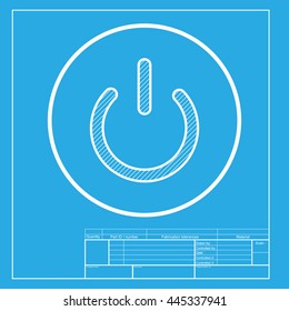 On Off switch sign. White section of icon on blueprint template.