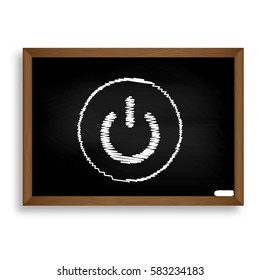 On Off switch sign. White chalk icon on black school board with 