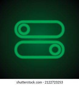 Apague, seleccione un icono sencillo. Diseño plano. Neón verde sobre fondo negro con luz verde.ai