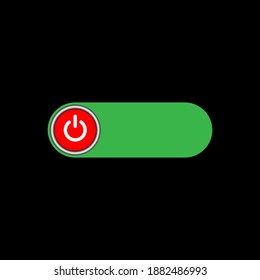 On Off switch slider style power buttons with green background, The Off buttons are enclosed in red circle with black background