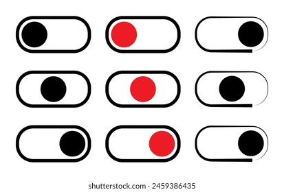 On and Off switch slider toggle symbol icons.