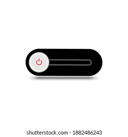 On Off switch toggle - slider style power buttons with silver round and black round button background, The Off buttons are enclosed in red and grey fade to white circle in white background