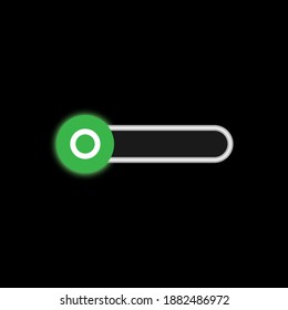  On Off switch toggle - slider style power buttons with silver button round background, The On buttons are enclosed in green and white circle in black background