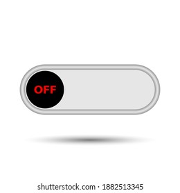 On Off switch toggle - slider style power buttons with silver button round in grey background, The on-off button are enclosed red in black circle in white background