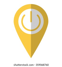On off switch - vector icon;  yellow map pointer
