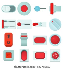 On off switch web buttons icons set. Cartoon illustration of 16 on off switch buttons vector icons for web