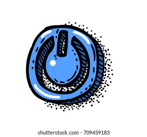 On and off symbol hand drawn image. Original colorful artwork, comic childish style drawing.