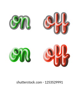 "on", "off" text. 3d vector