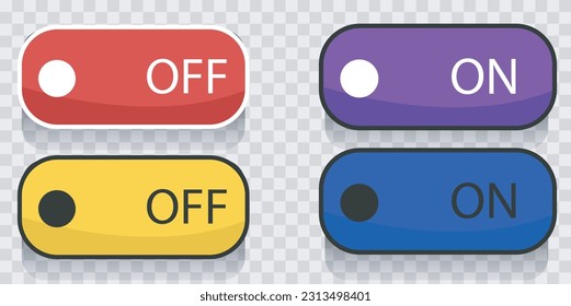 On and Off Toggle Button with Modern User Interface Device Letters vector collection