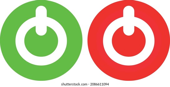 On and Off Toggle Buttons green and red, vector icon Illustration
