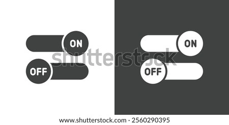 On off toggle flat glyph icon. Perfect pixel on white and black background