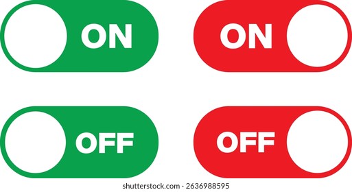 ON and OFF toggle icon set. Setting toggle icons design. Black switch button, switch buttons set symbol vector,
