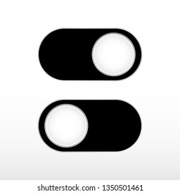 On and off toggle slider. Black and white style. Vector illustration