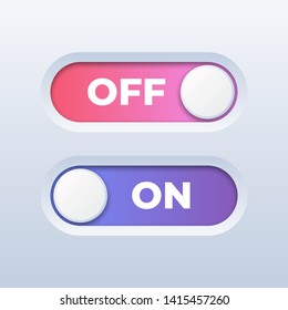 On and Off Toggle Switch Button on White Background