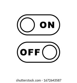 On and off toggle switch button, line icon set, black isolated on white background, vector illustration.