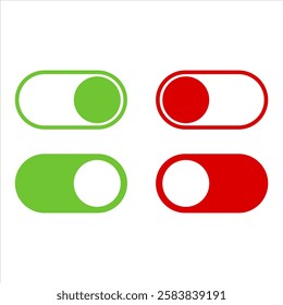 On and Off toggle switch button icons set. Setting control toggle ON OFF, switch buttons. 