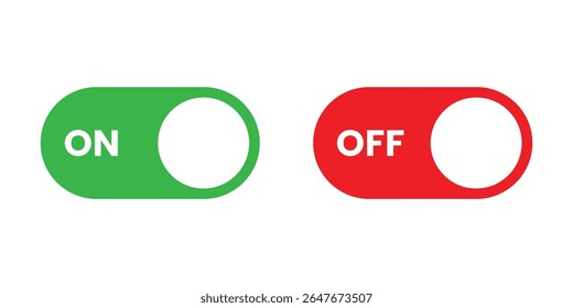 Ativar e Desativar alternar botão de alternância ícones definir. Configurando a alternância de controle LIGADO DESLIGADO, alternar botões.arredondado botão ligado desligado ou ícones efeitos sólidos e contorno