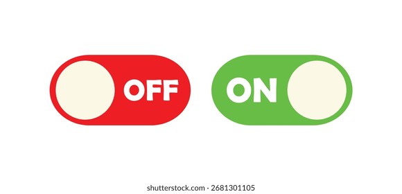 On and Off Toggle Switch Button Set Vector Design