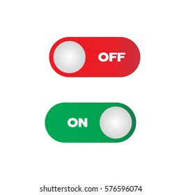 On And Off Toggle Switch Button. Red And Green.