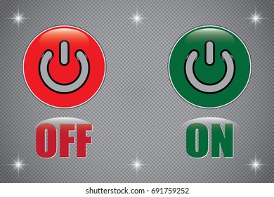 On and Off toggle switch button. Red and green.