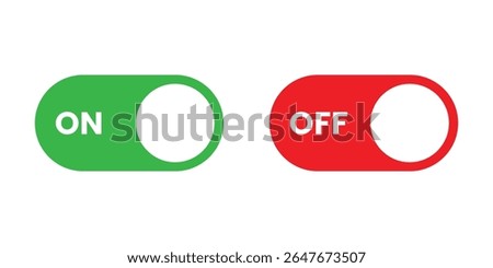 On and Off toggle switch button icons set. Setting control toggle ON OFF, switch buttons.rounded on off button or icons solid and outline effects