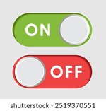 On and off toggle switch buttons vector illustration, Day and night mode switch button. Dark mode, light mode Icon. switch buttons set isolated. button switch symbol vector illustration. On Off sign.