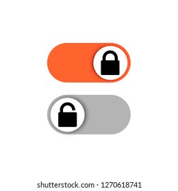 On and Off toggle switch buttons - lock and unlock icon -  padlock