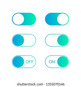 On and Off toggle switch buttons. Modern flat style vector illustration.