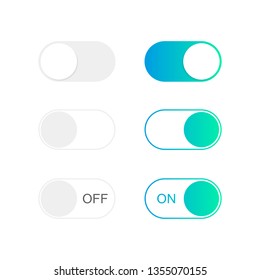 On and Off toggle switch buttons. Modern flat style vector illustration.