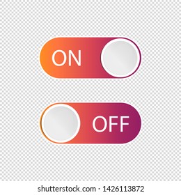 On Off Toggle Switch Buttons - Vector Illustration - Isolated On Transparent Background