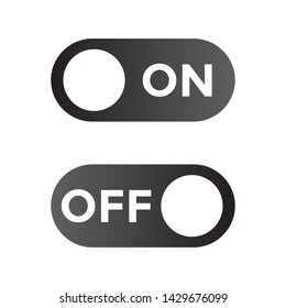 On and off toggle switch buttons vector graphic design for web usage. Gradient black power on off button web ui icons isolated on white backgound. Flat interface vector graphic elements.