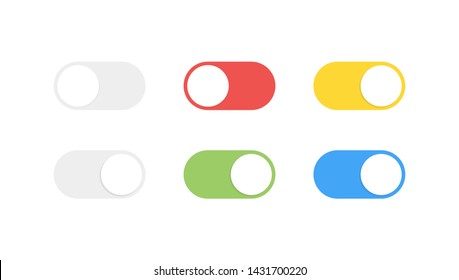 On and Off toggle switch buttons. Modern flat style vector illustration.