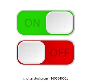 On and Off toggle switch buttons. Material design switch buttons set. Vector illustration